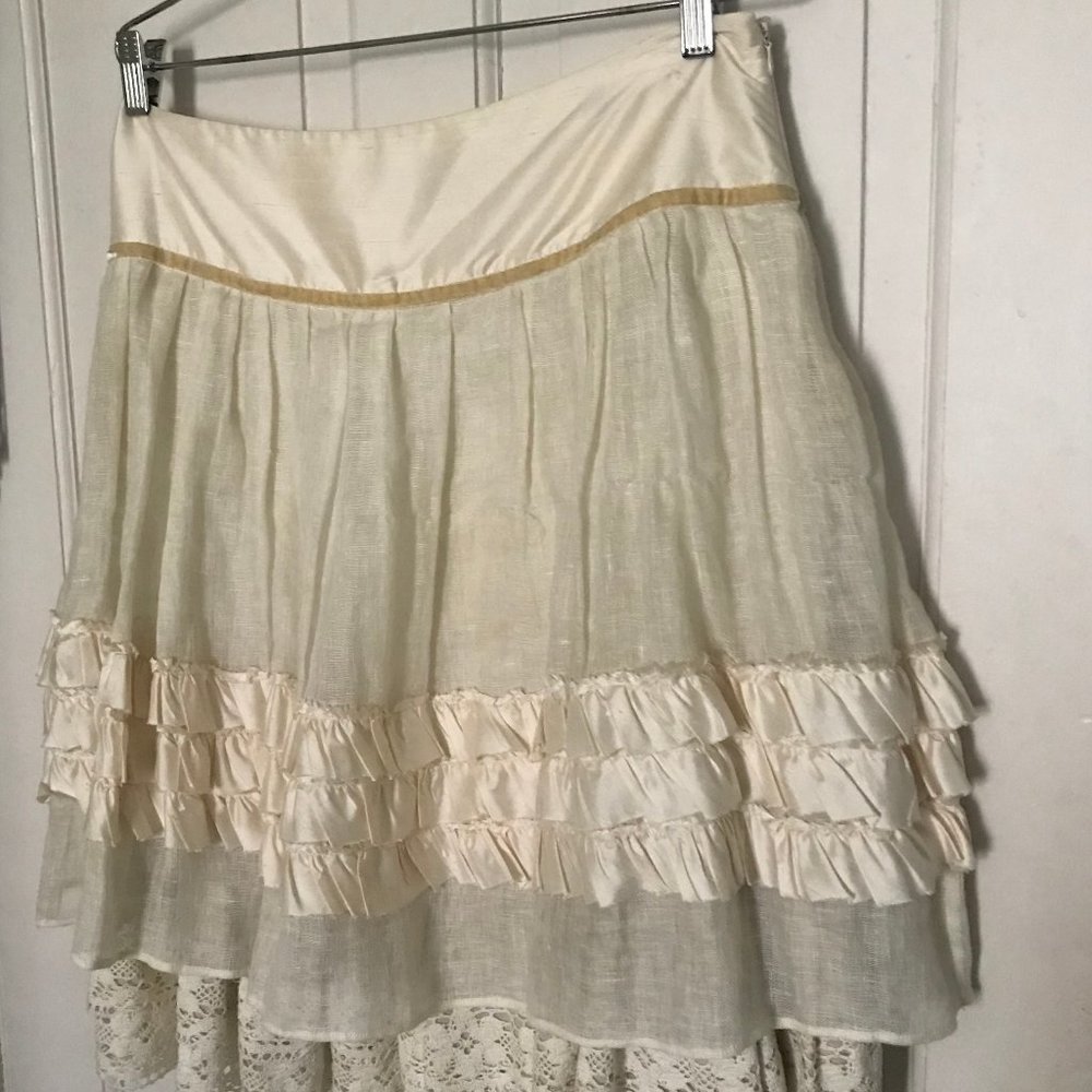 Linen and silk woven skirt